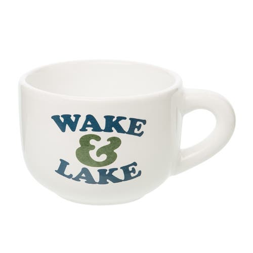 Totalee Gift Wake & Lake Large Cappuccino Mug Ceramic White 24 oz