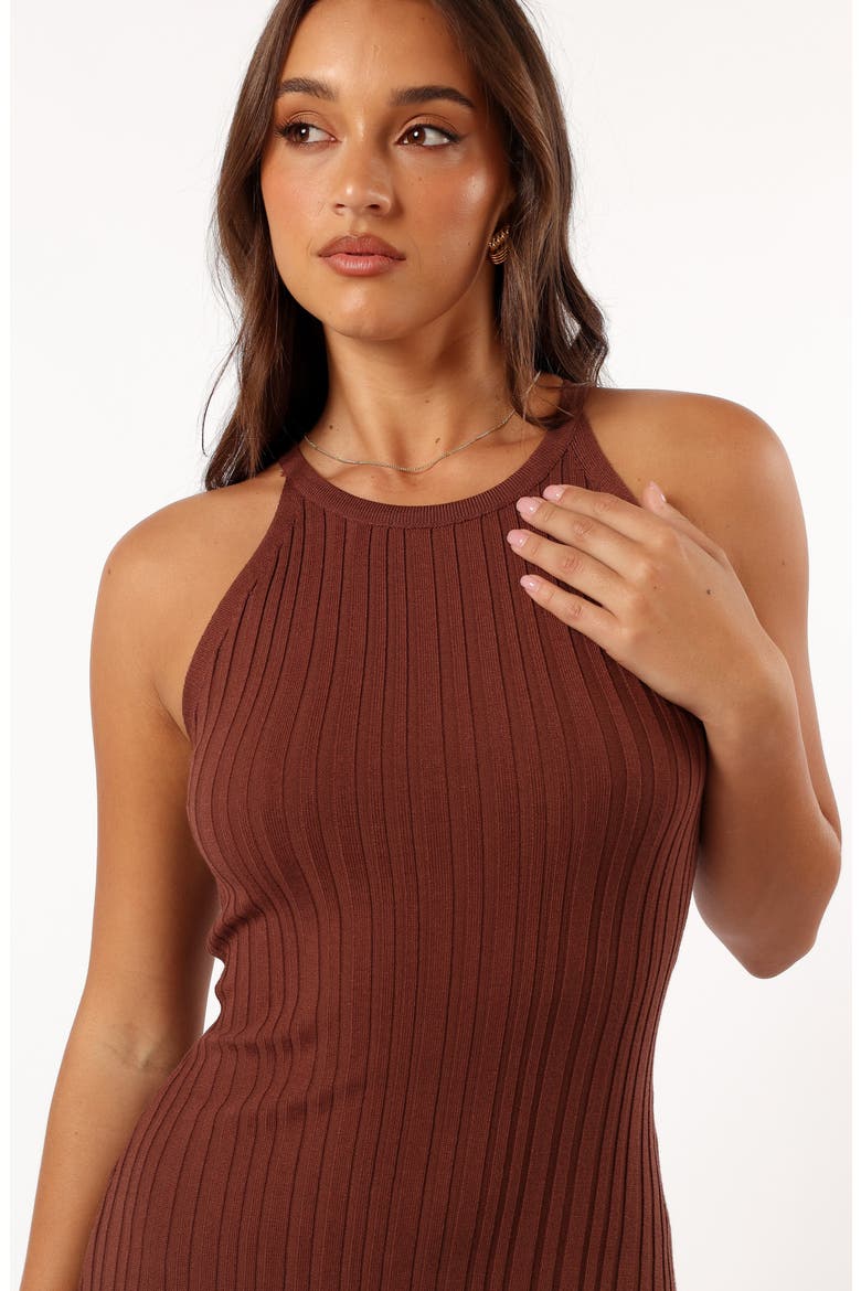 Brighton Sleeveless Ribbed Sweater Dress, Alternate, color, CHOCOLATE BROWN