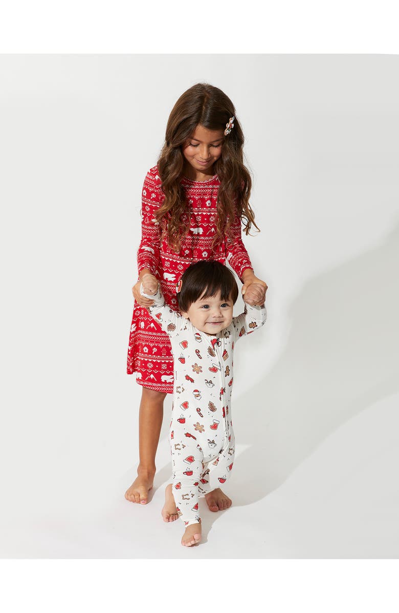 Bellabu Bear Kids' Christmas Cookies Fitted One-Piece Convertible Footie Pajamas, Alternate, color,