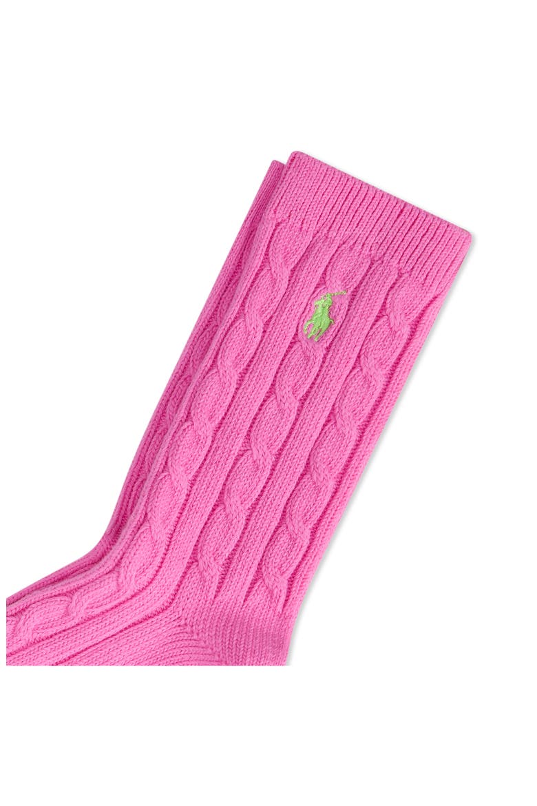 Seasonless Cable Crew Socks, Alternate, color, PINK