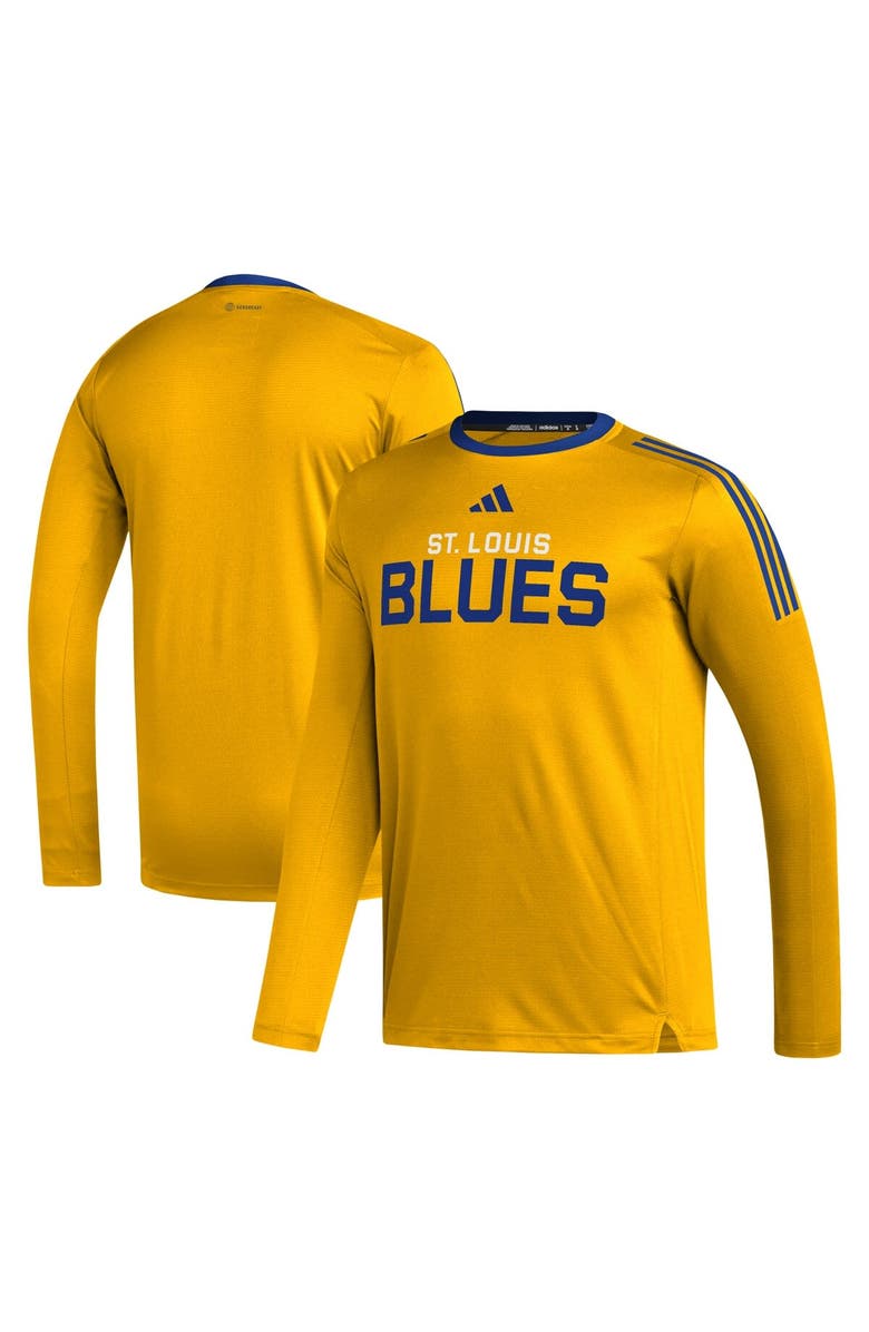 adidas Men's adidas Gold St. Louis Blues AEROREADY<sup>®</sup> Long Sleeve T-Shirt, Main, color, 