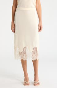 NSR Satin Lace Midi Skirt