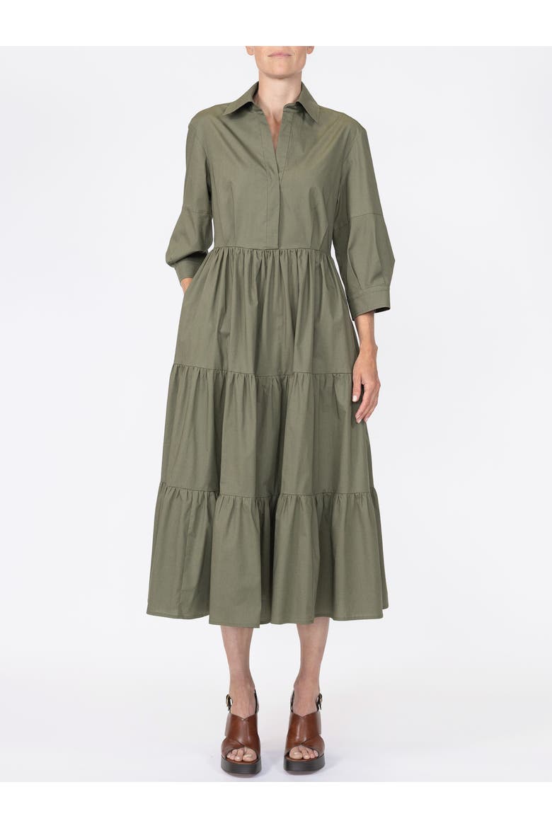 MARSEILLE Tiered Dress Pink, Alternate, color, Olive