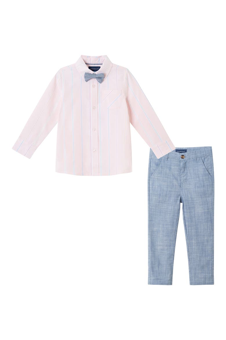 Kids' Button-Up Shirt, Pants & Bow Tie Set, Main, color, PINK