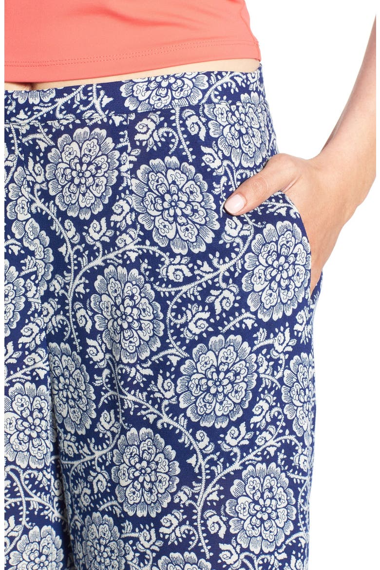 Print High Waist Wide Leg Pants, Alternate, color, NAVY