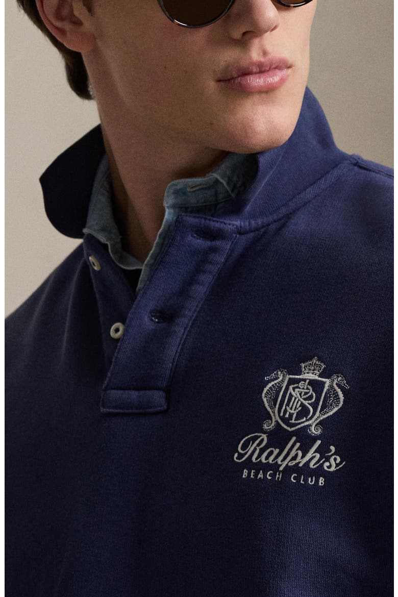 Relaxed Fit Fleece Polo Sweatshirt, Alternate, color, DARK COBALT