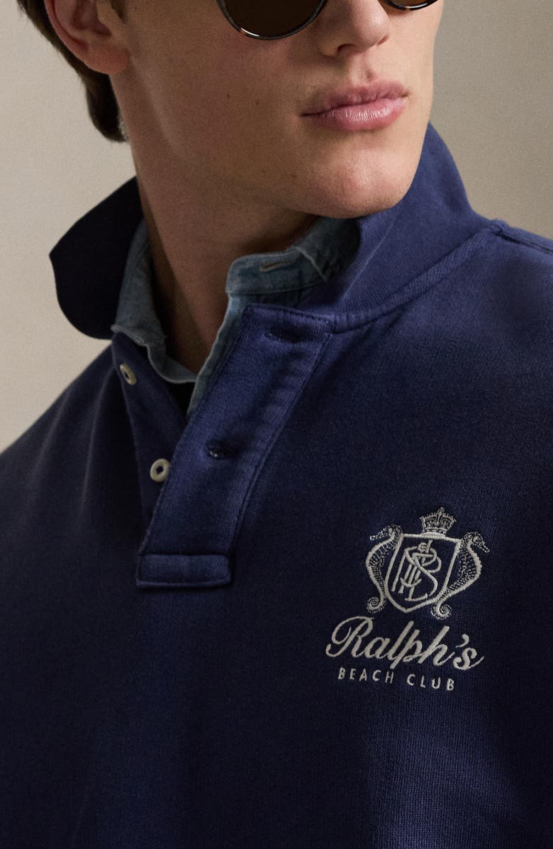 Polo Ralph Lauren Relaxed Fit Fleece Polo Sweatshirt, Alternate, color, Dark Cobalt