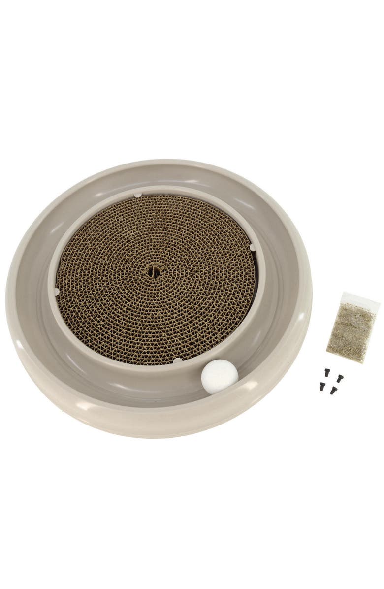 Turbo Scratcher Eco, Grey, Cat Toy & Catnip Pack, 15.5 Inches, Round Racetrack, Main, color, Gray