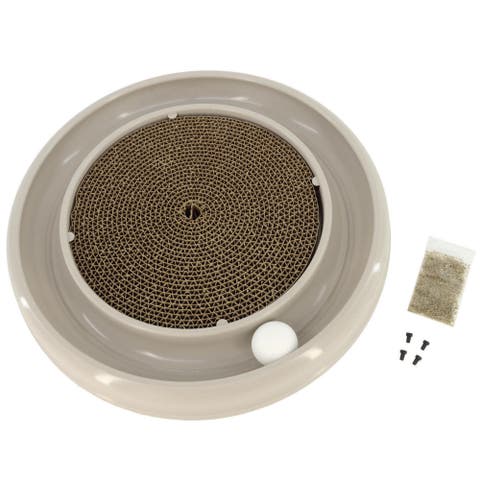 Scratcher Eco, Grey, Cat Toy & Catnip Pack, 15.5 Inches, Round Racetrack