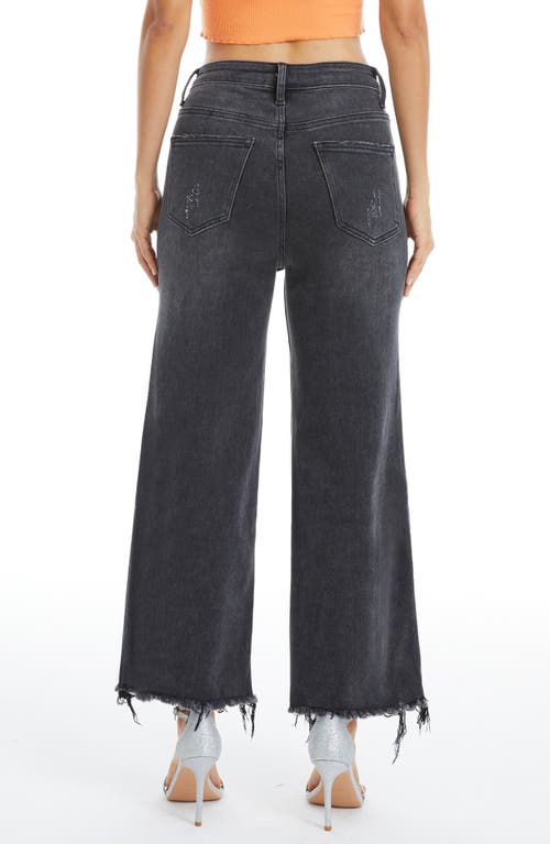 Bayeas High Waist Fray Hem Ankle Wide Leg Jeans