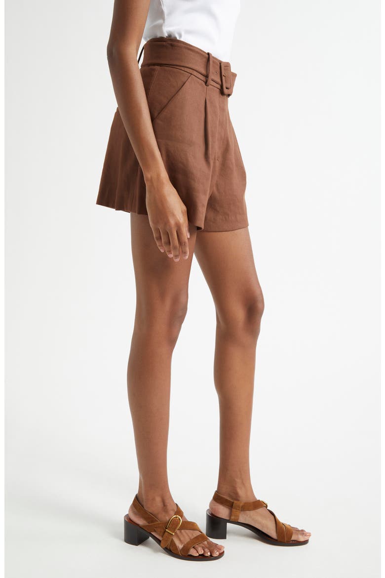 Piper Pleated Linen Blend Shorts, Alternate, color, LIGHT CHICORY