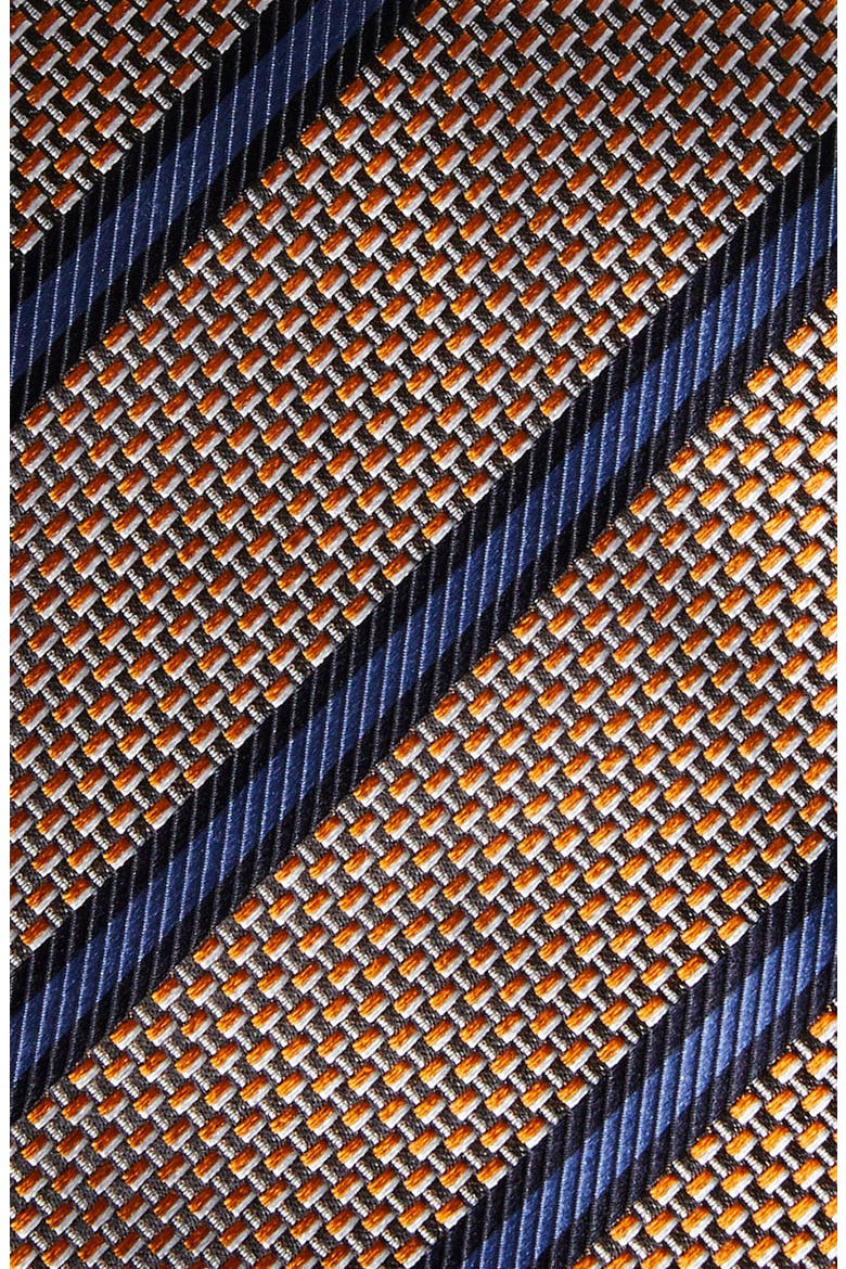 Paglie Stripe Silk Tie, Alternate, color, ORANGE/ BLUE