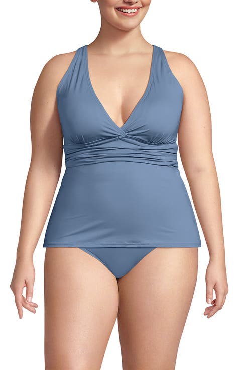Chlorine Resistant Plunge X-Back Tankini Swimsuit Top