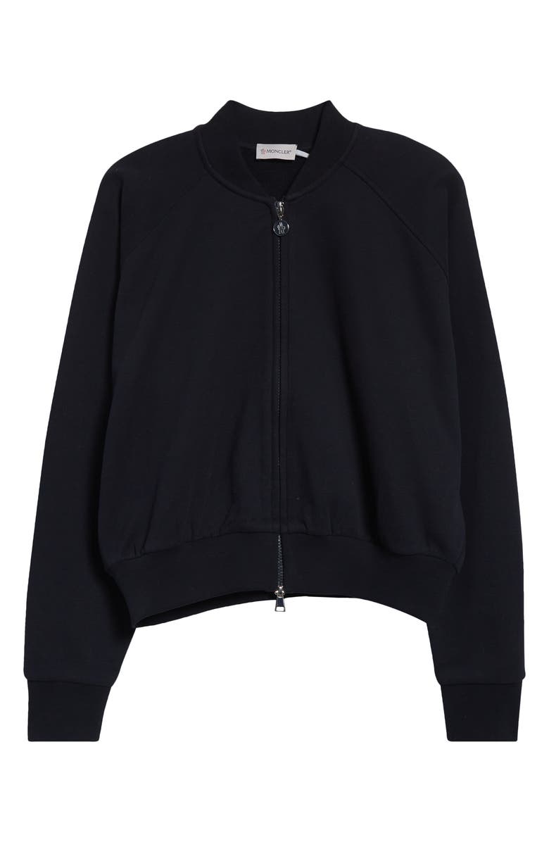 Moncler Zip Crop Cotton Cardigan, Alternate, color, Blue