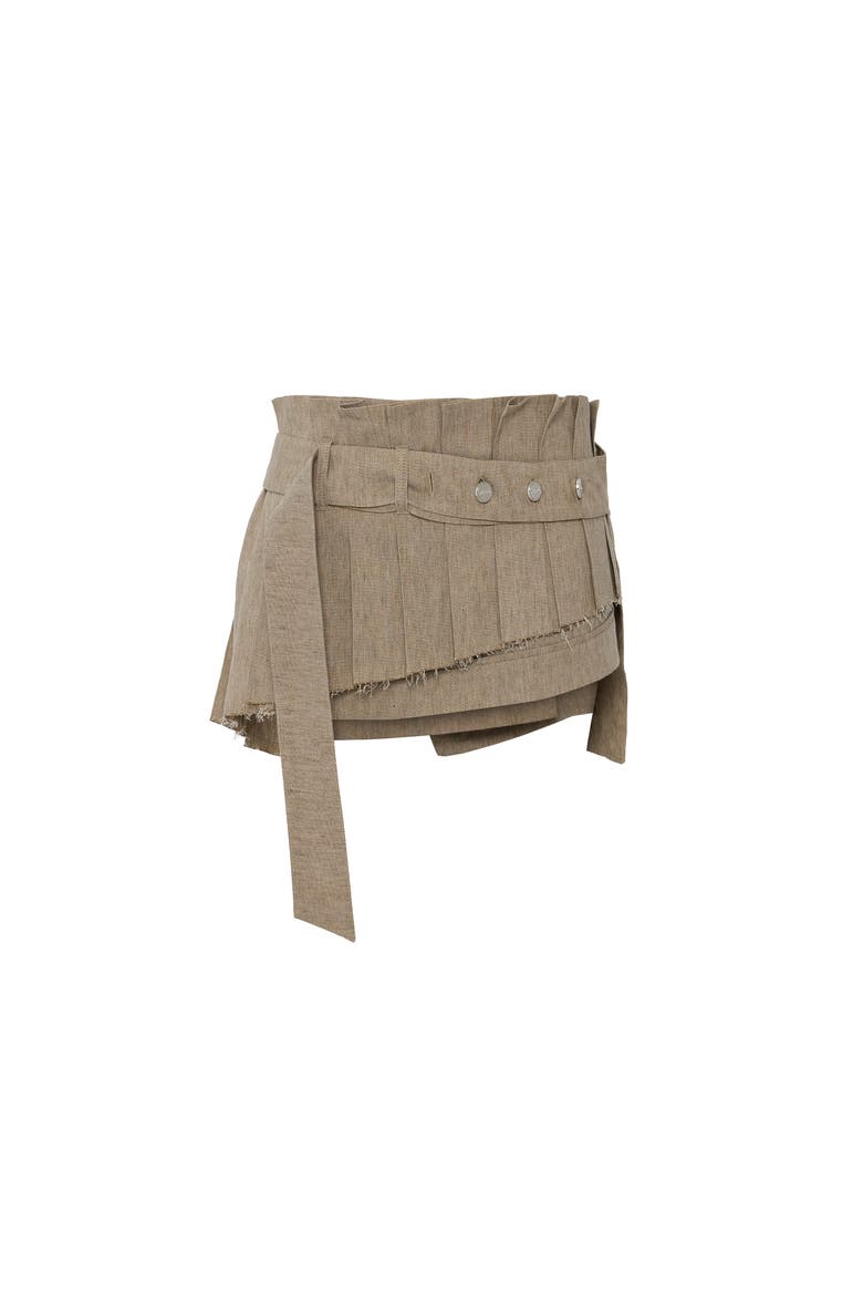 Linen Blend Super Mini Skirt, Main, color, BEIGE