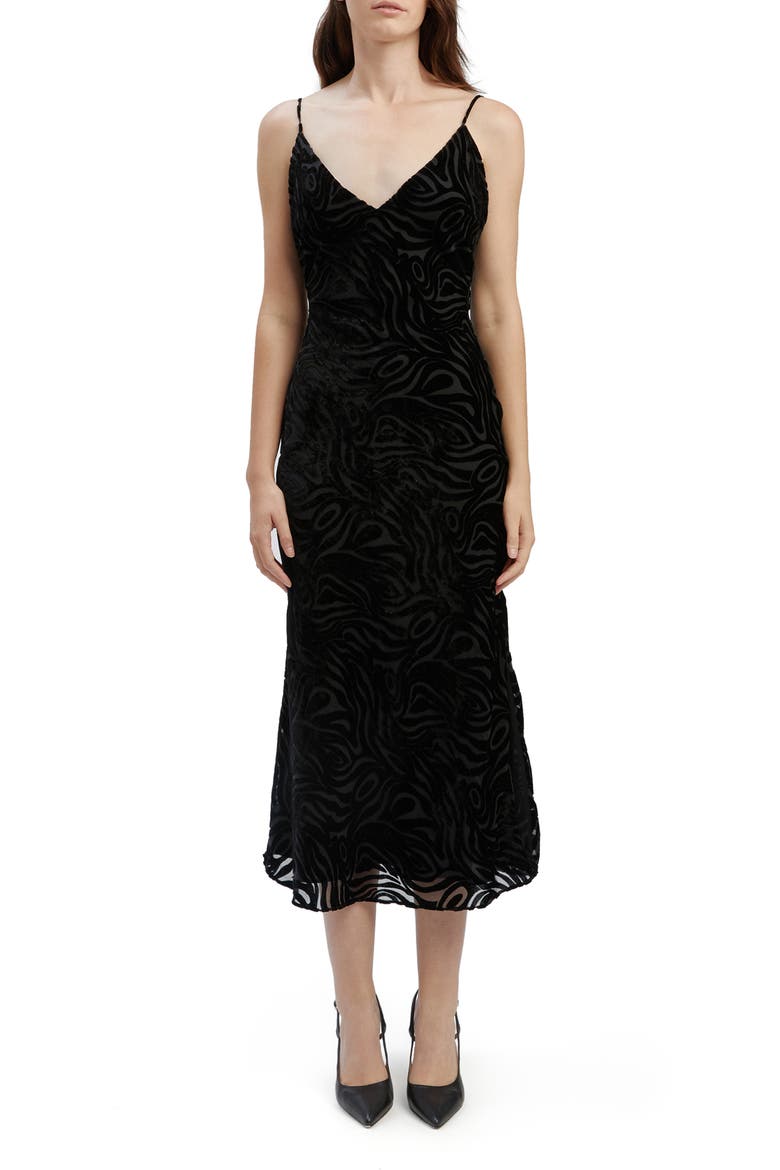 Paradiso Burnout Velvet Dress, Main, color, BLACK