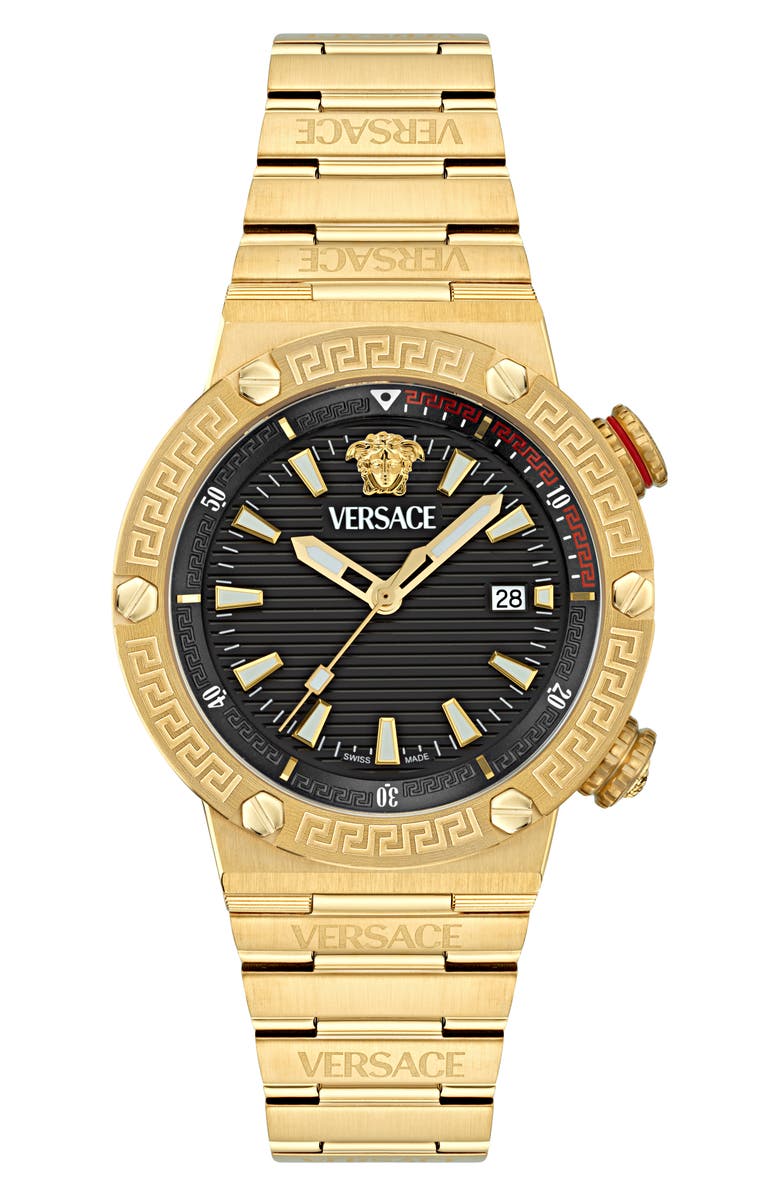 Versace Greca Diver Bracelet Watch, 43mm, Main, color,
