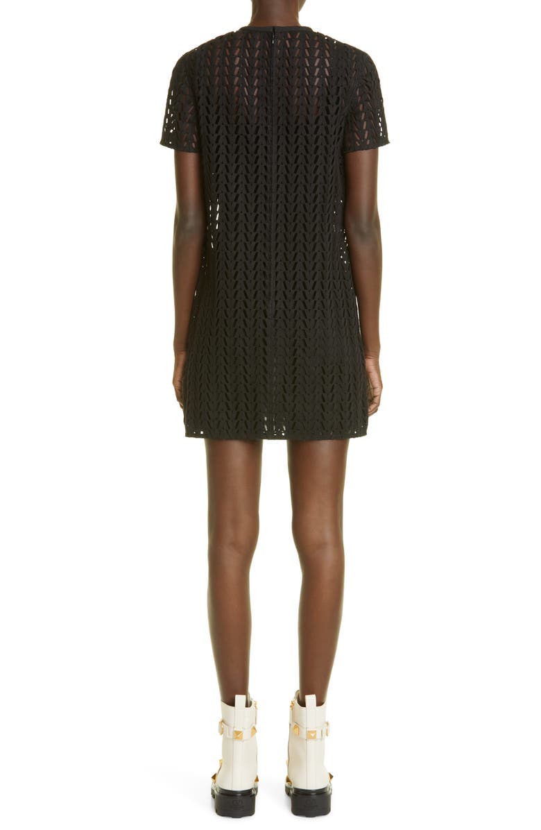 Valentino V Logo Mesh Minidress, Alternate, color, Black