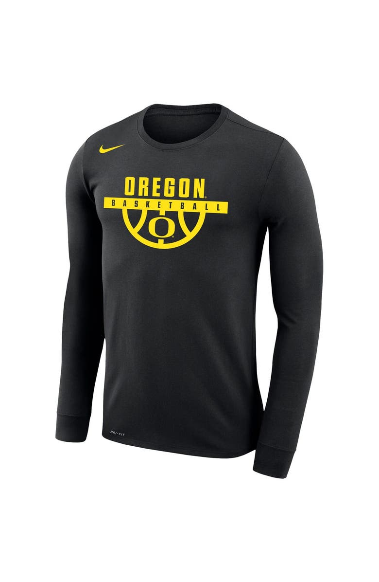 Nike Men's Nike Black Oregon Ducks Basketball Drop Legend Long Sleeve Performance T-Shirt, Alternate, color,
