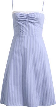 WAYF x Hannah Lovey Porter Remi Pinstripe Cotton Blend Dress