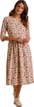 Brakeburn Beech 3/4 Sleeve Waist Tie Midi Dress