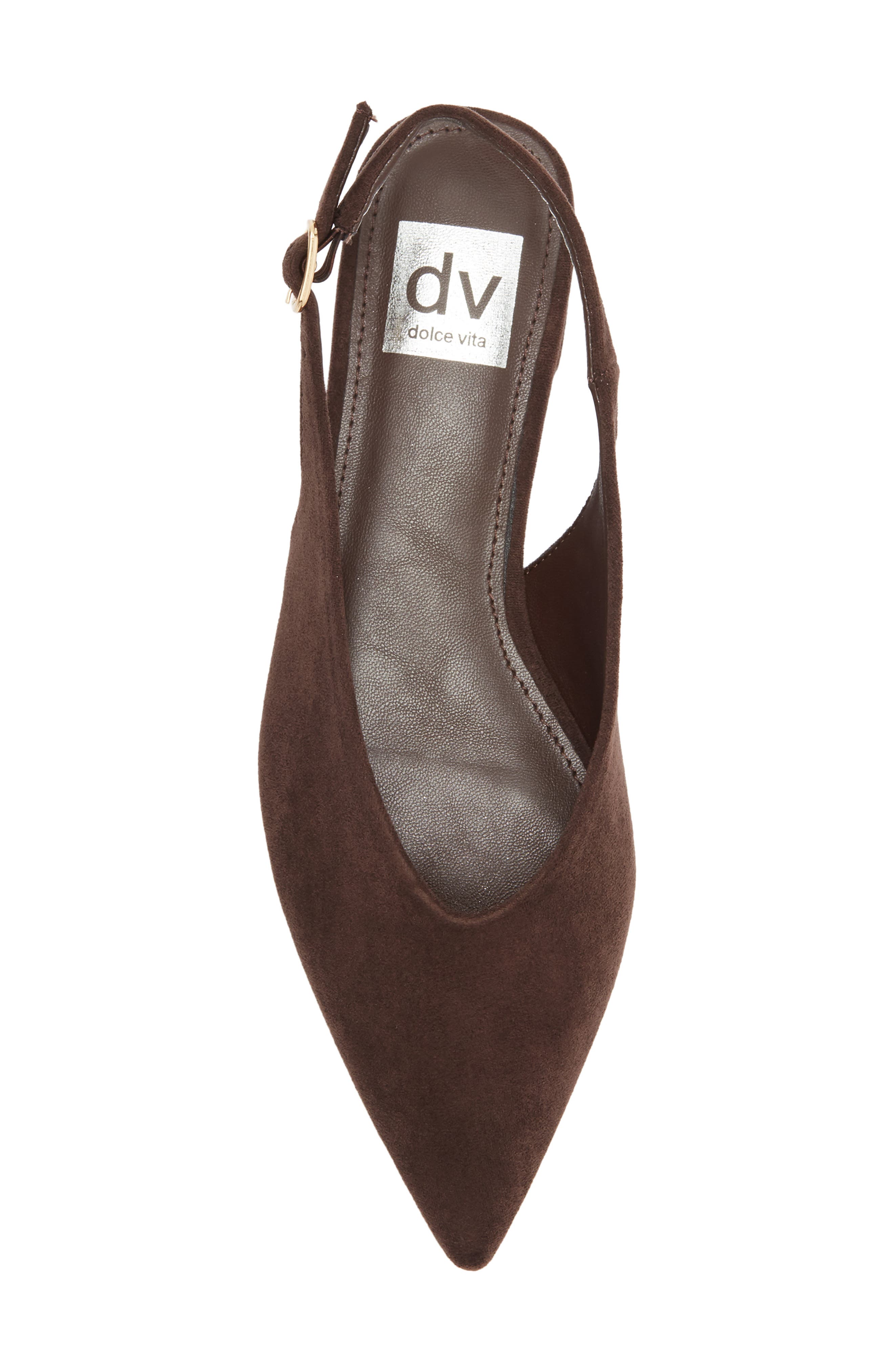 Empress Pointed Toe Slingback Flat, Alternate, color, BROWN FAUX SUEDE