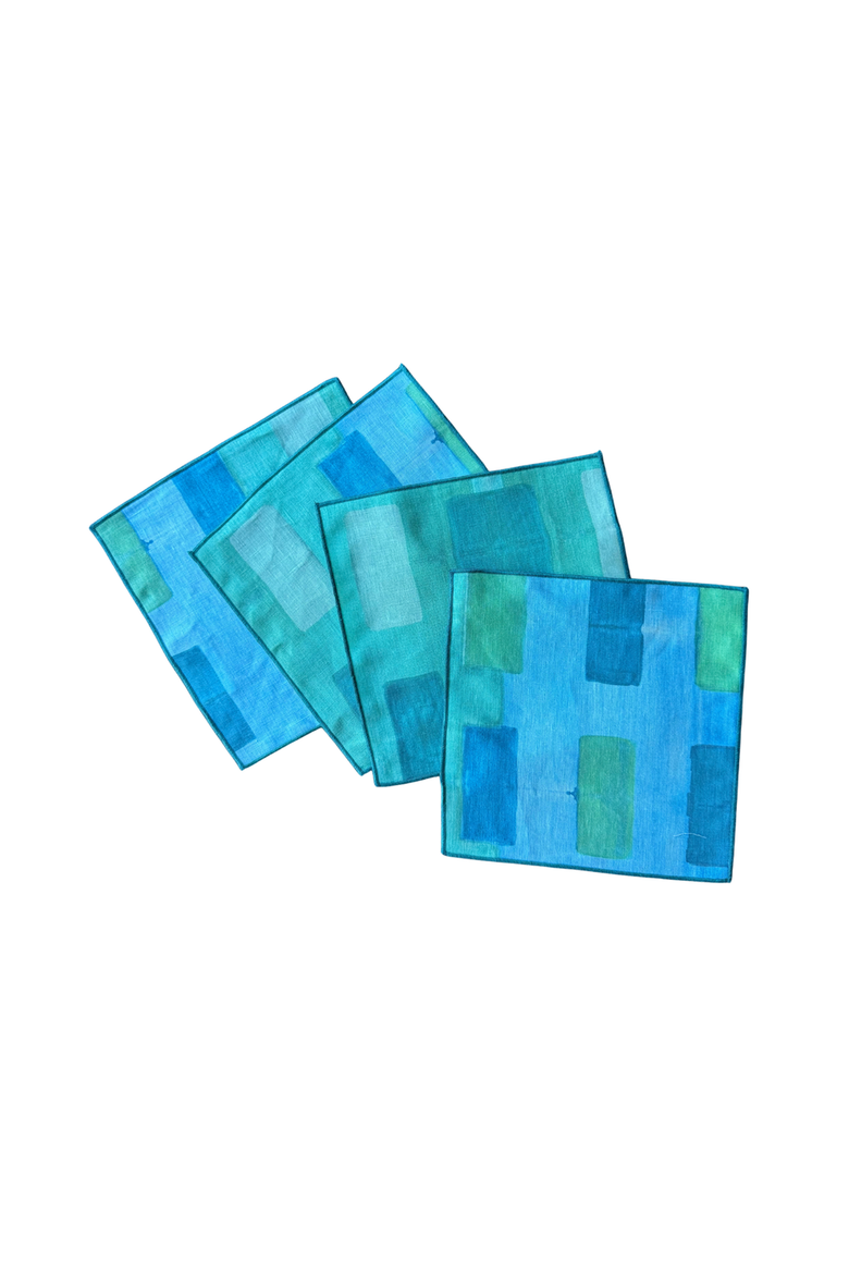 Tapestry Cocktail Napkins, Main, color, Blue