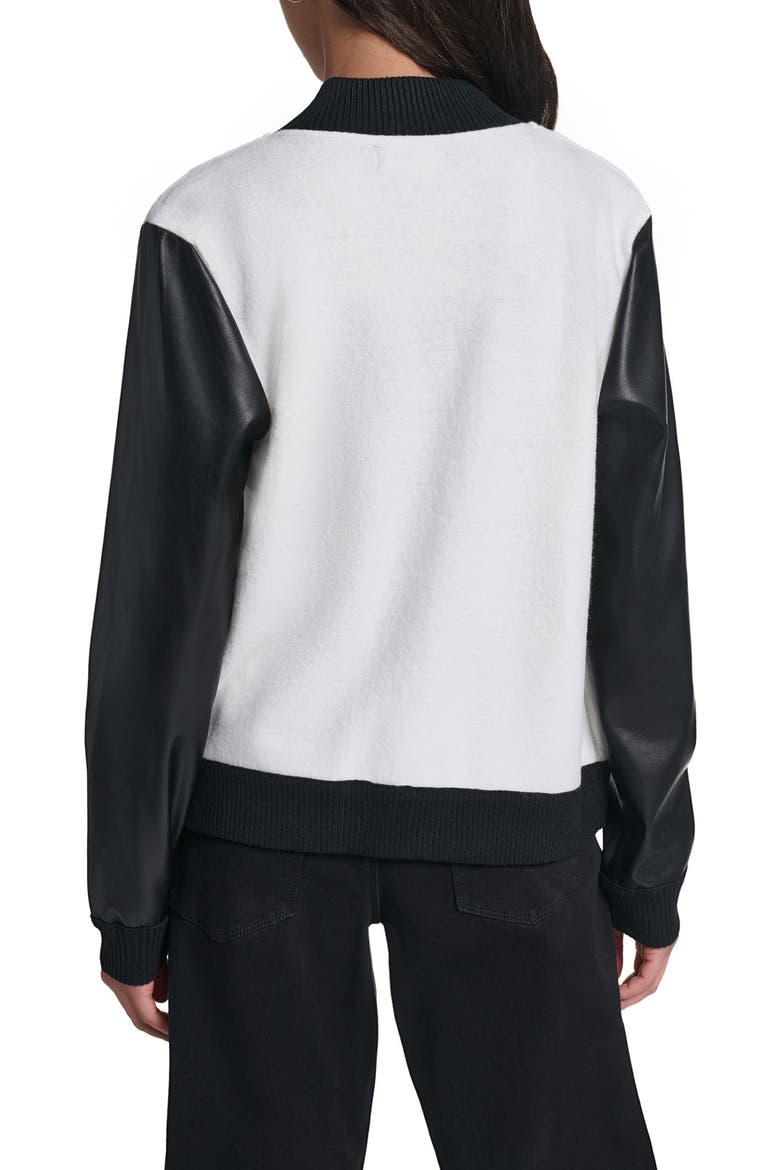 Choupette Varsity Jacket, Alternate, color, SOFT WHITE/ BLACK
