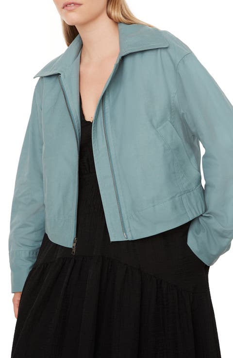 Cotton Blend Flight Jacket (Plus Size)