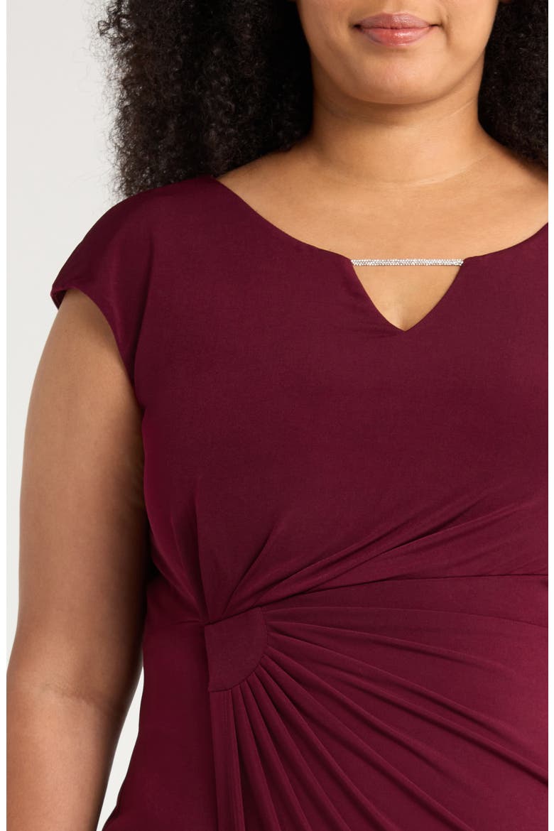 Ruched Faux Wrap Cocktail Dress, Alternate, color, BORDEAUX