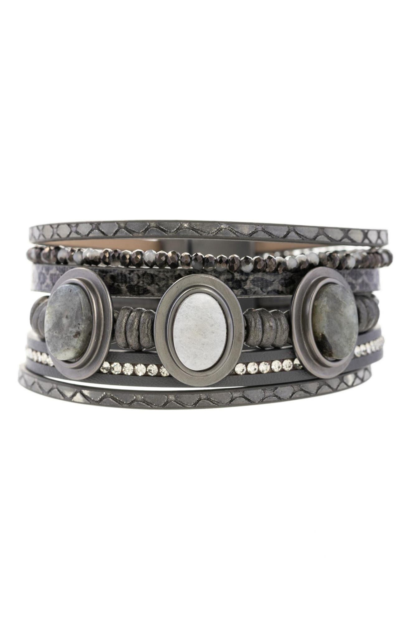 SAACHI Natural Stone Trio Leather Bracelet (Women) | Nordstromrack