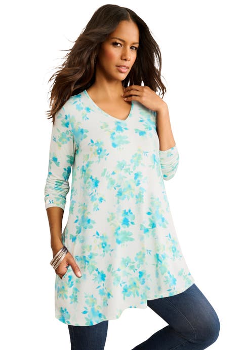 Ultra Drape V Neck Swing Tunic (plus)