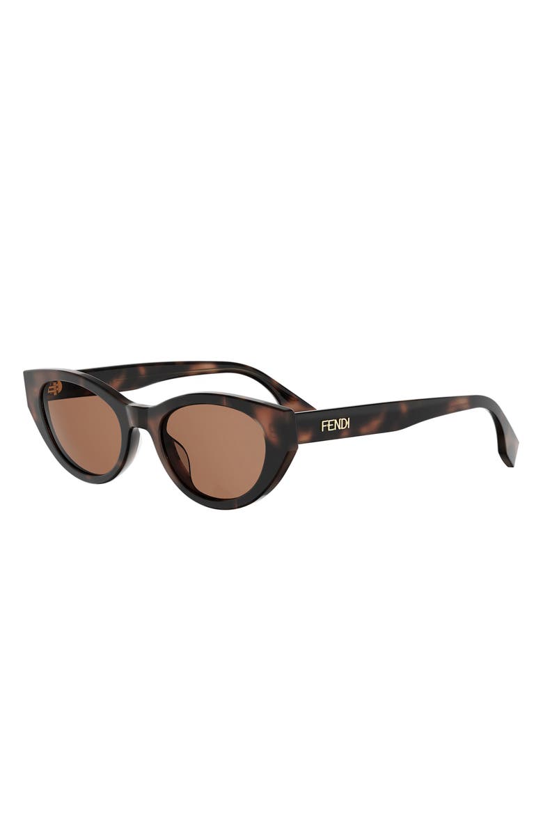 Fendi Lettering 51mm Cat Eye Sunglasses, Alternate, color, Havana / Other / Brown