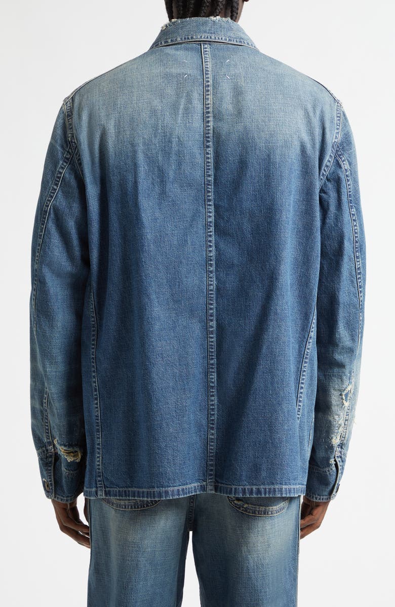 Maison Margiela Ripped & Repaired Chambray Jacket, Alternate, color, Washed Blue