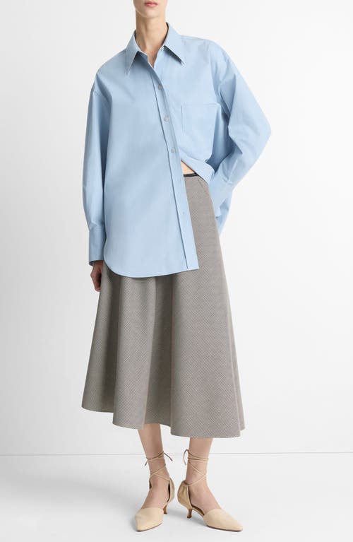 Vince Houndstooth Plaid Asymmetric Wool Blend Skirt In Blue