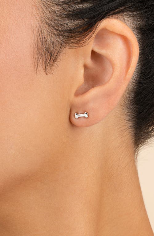 Sterling Forever Give A Dog A Bone Stud Earrings In Metallic