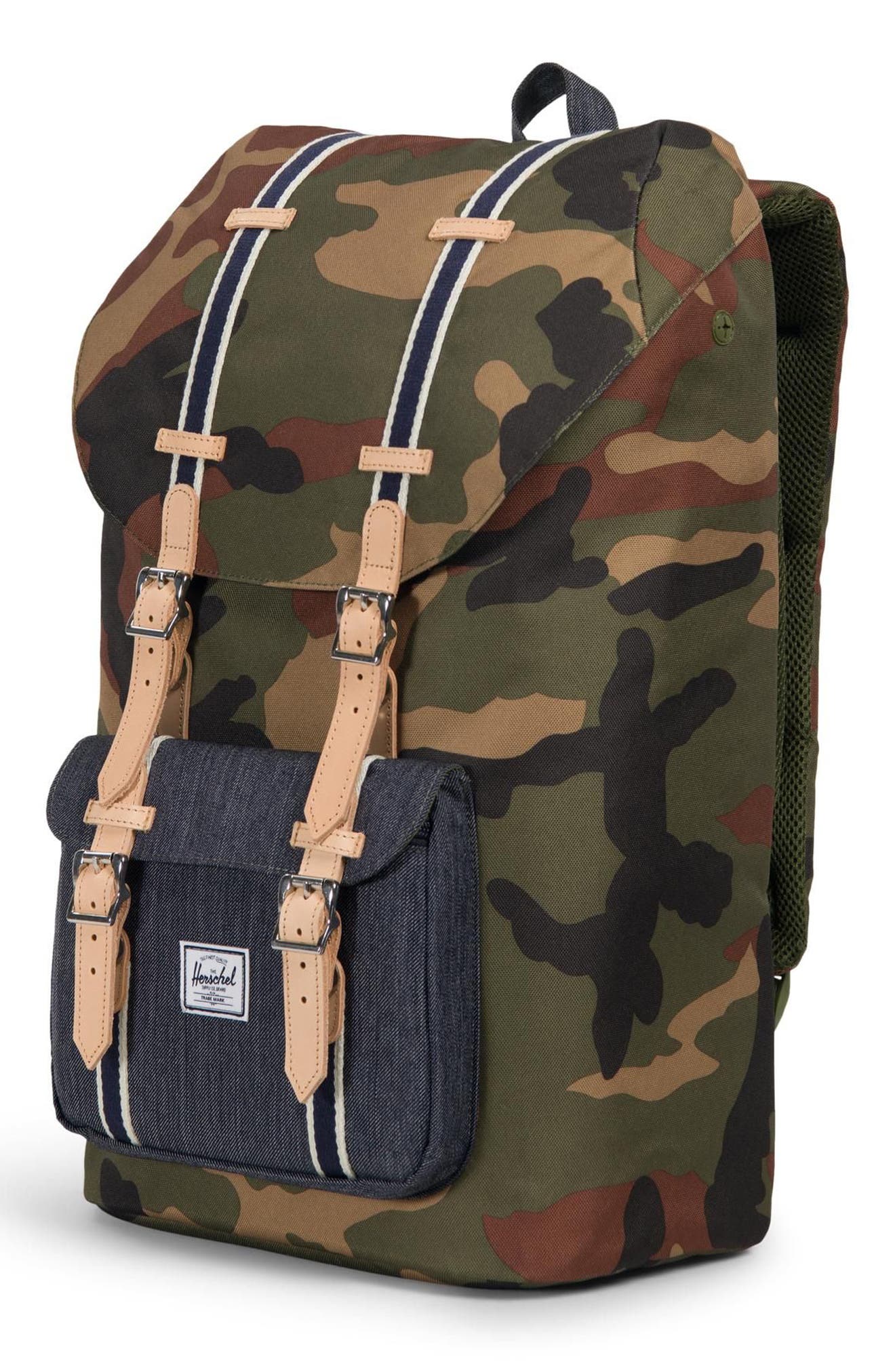 Little America Offset Backpack, Alternate, color, WOODLAND CAMO/ DARK DENIM