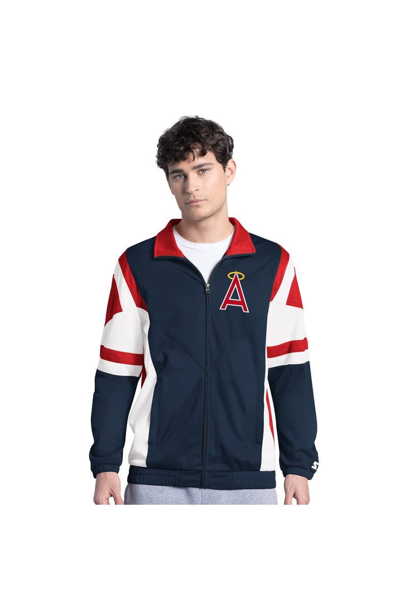 STARTER Men's Starter Navy/Red California Angels Contender Tricot Full-Zip Track Jacket, Main, color, Navy