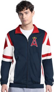 STARTER Men's Starter Navy/Red California Angels Contender Tricot Full-Zip Track Jacket