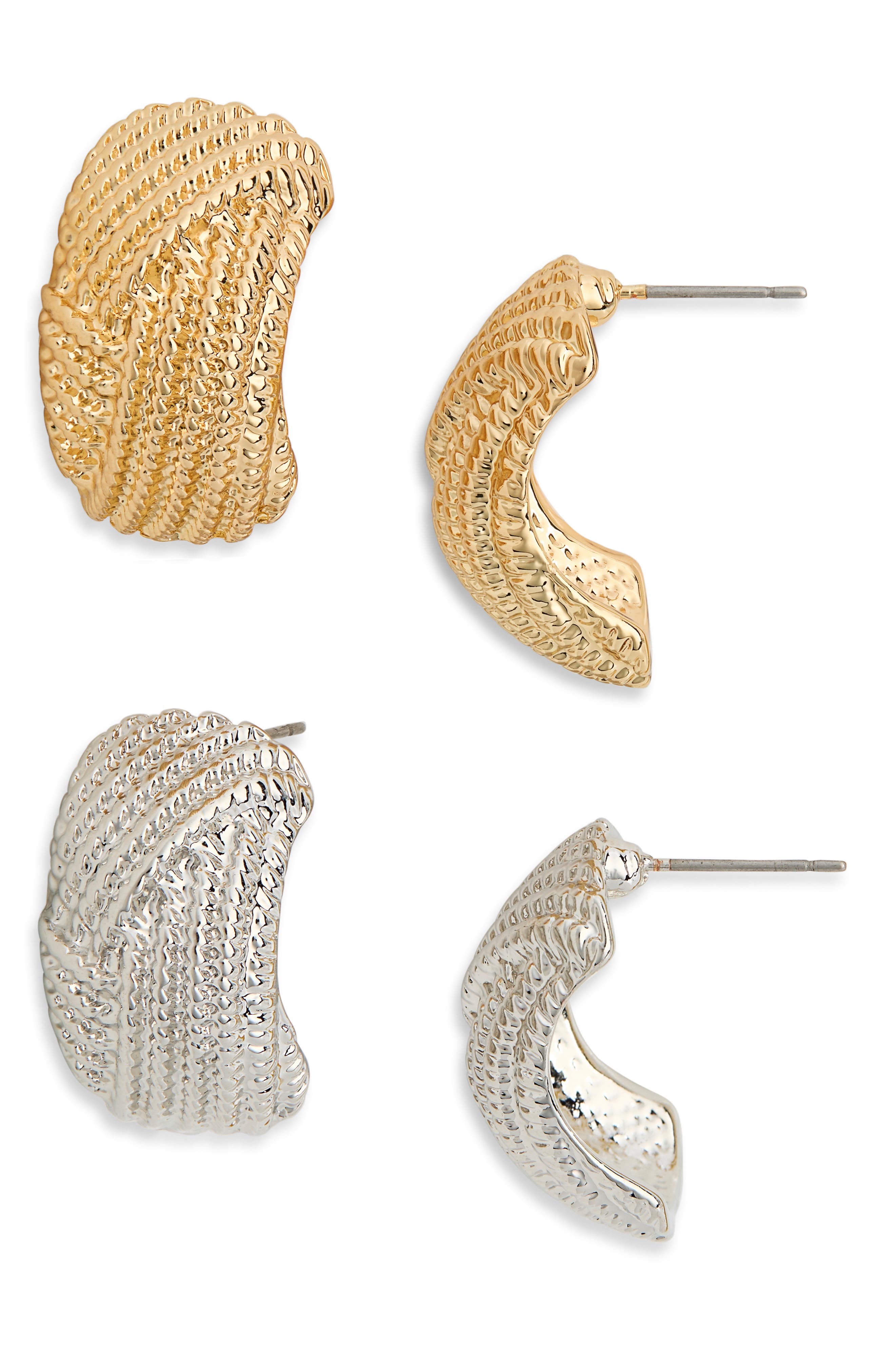 Tasha 2-Pack Textured Hoop Earrings