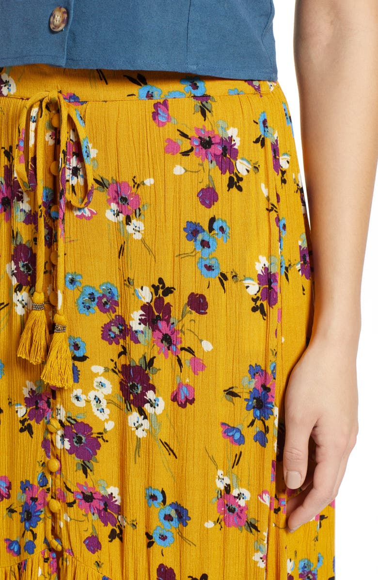 Band of Gypsies Marseille Button Front Maxi Skirt, Alternate, color, 