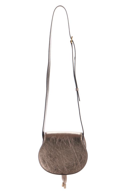 Chloé Small Marcie Metallic Leather Crossbody Bag In Shiny Grey