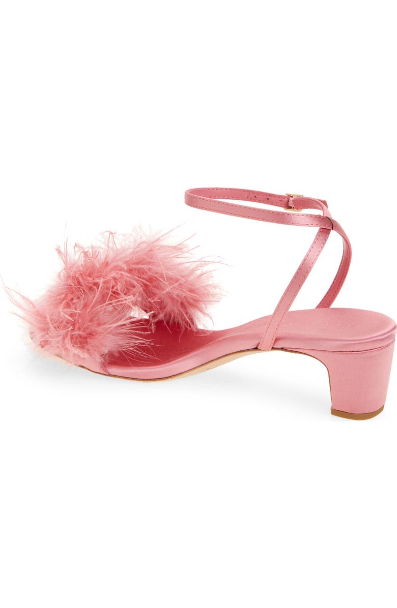 Loeffler Randall Senna Ostrich Feather Ankle Strap Sandal, Alternate, color, Rose