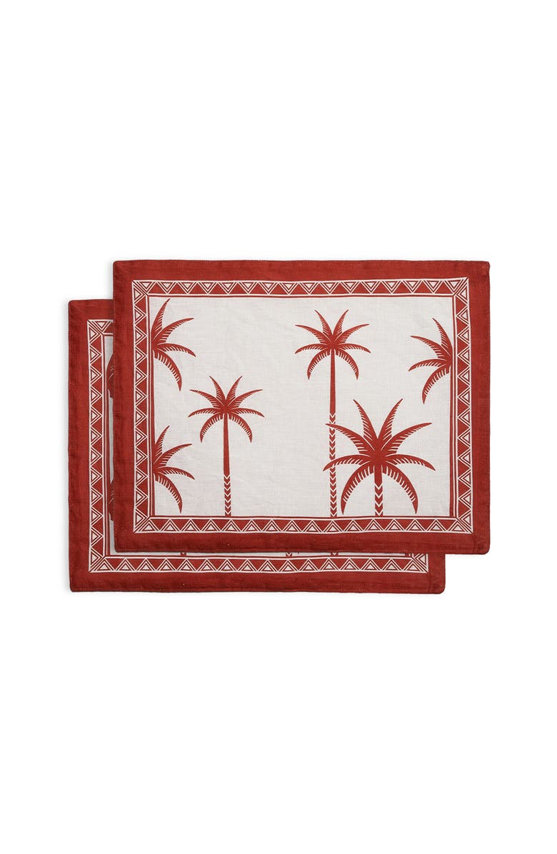 La DoubleJ Placemat Set Of 2, Main, color, Date Palms Placemat Mattone