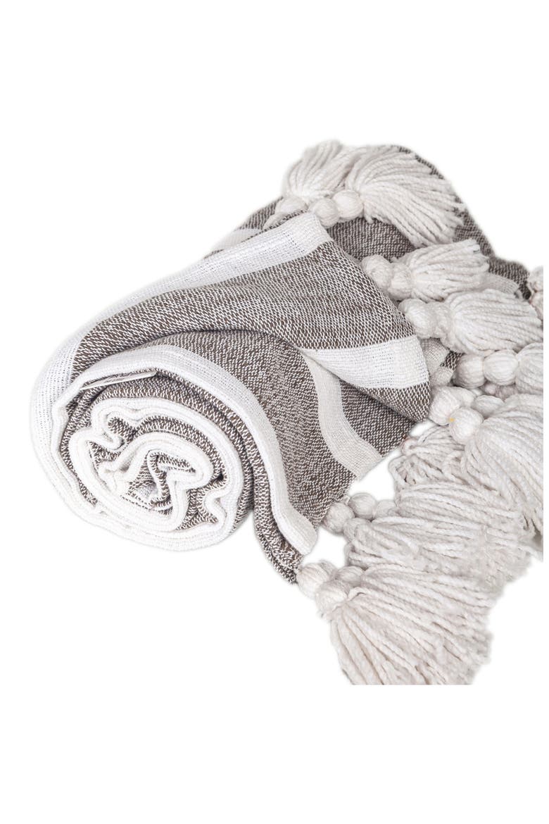 Nara Stripe Tassel Throw Blanket, Alternate, color, CHARCOAL