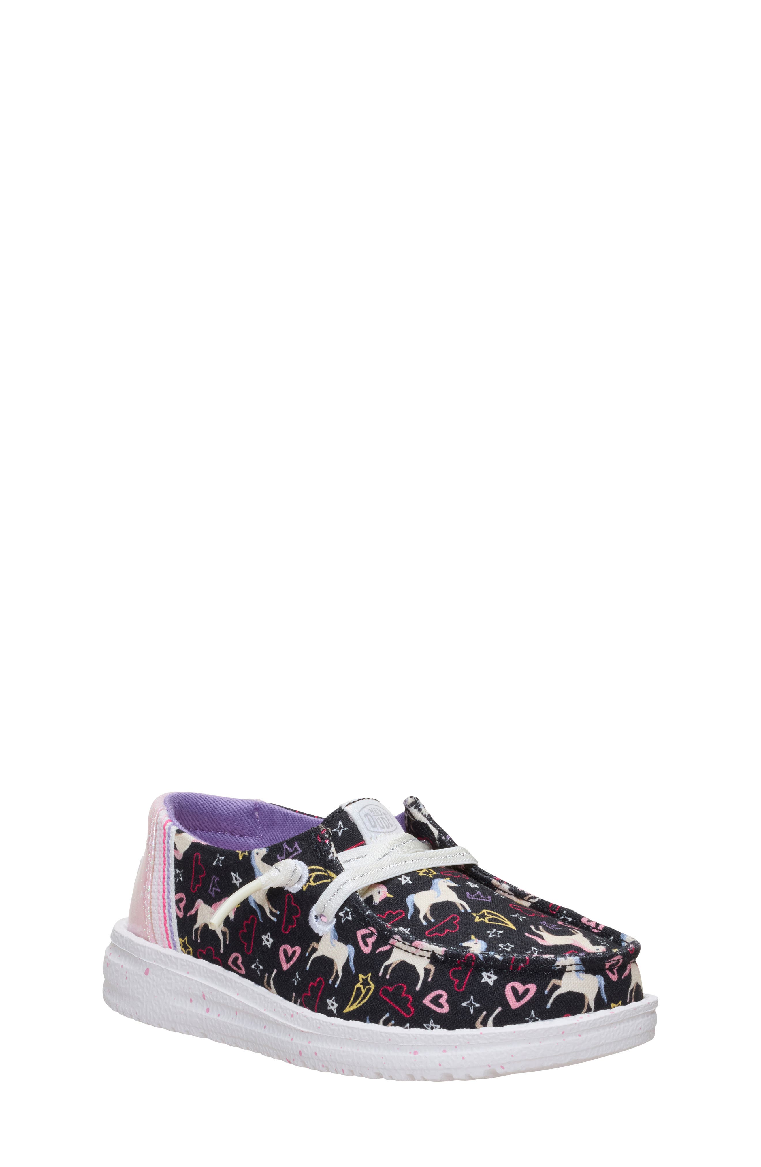 Kids' Wendy Unicorn Stars Slip-On, Main, color, BLACK