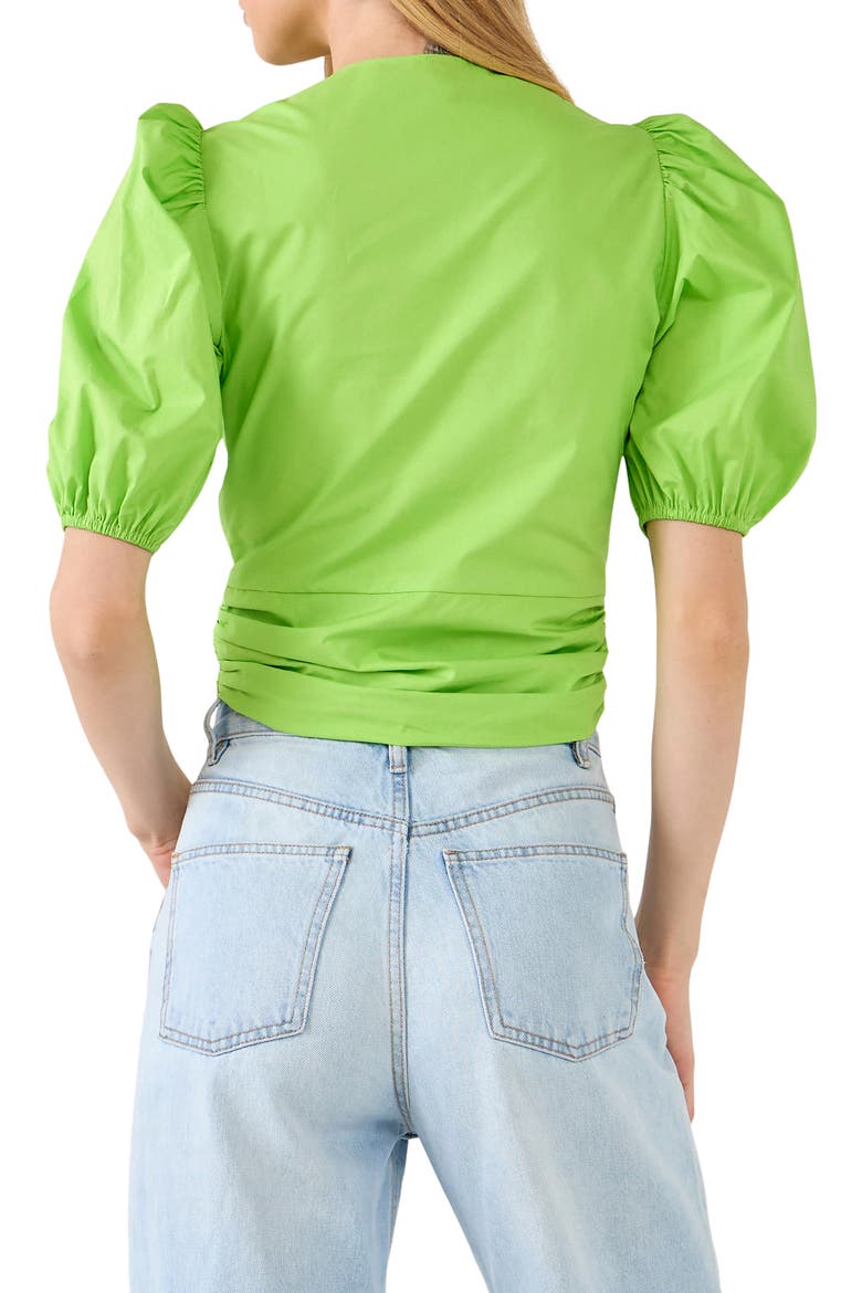 Puff Sleeve Crop Top, Alternate, color, GREEN