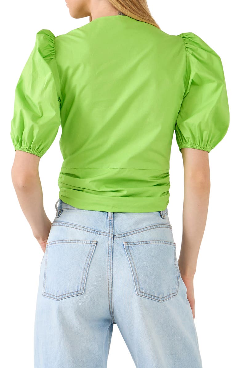 English Factory Puff Sleeve Crop Top, Alternate, color, Green