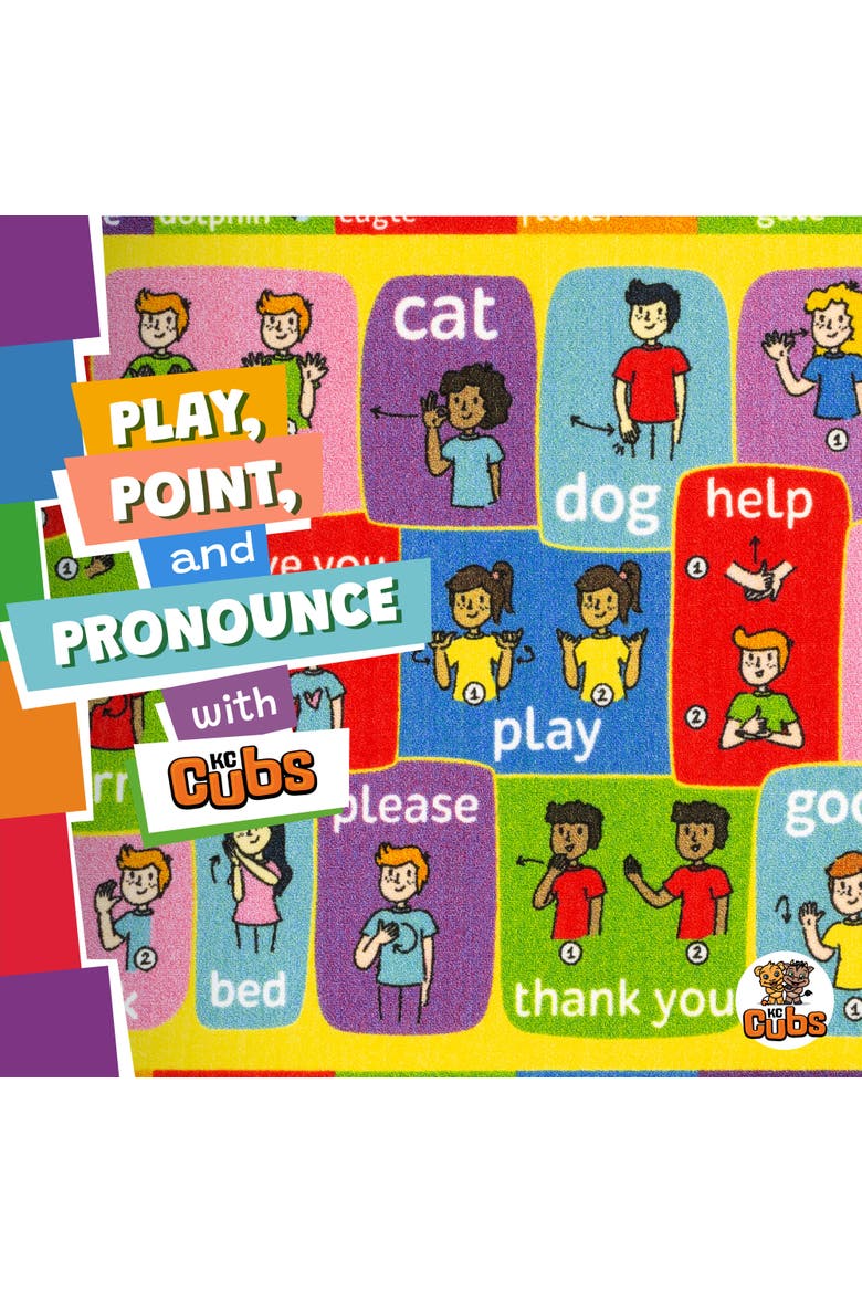 Educational Rug ABC Alphabet ASL Sign Language, 5x7 Foot Playmat, Alternate, color, Multicolored