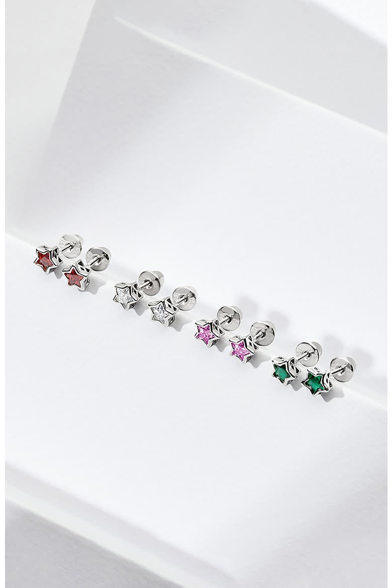 Cubic Zirconia Birthstone Star Earrings, Alternate, color, September